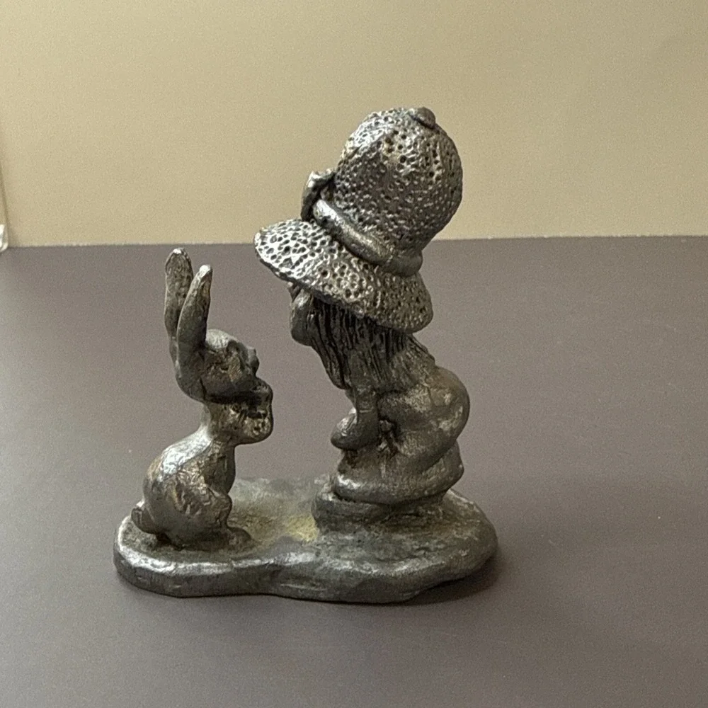 Michael Ricker Pewter Holly Hobbie Girls Rabbit  Miniature Figurine